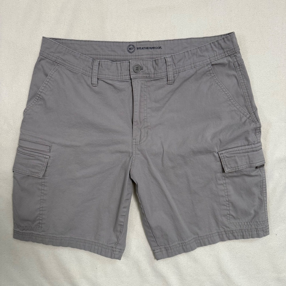 Weatherproof Cargo Shorts Cotton Stretch Ripstop Utility Casual Grey 36